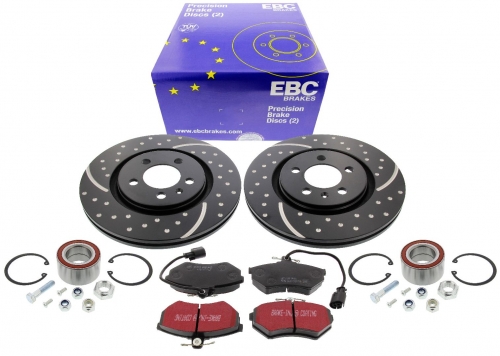 EBC 11147786GD EBC Turbo Groove Bremsscheiben Ø 280mm Vorderachse mit Blackstuff Bremsbeläge für VW Corrado 