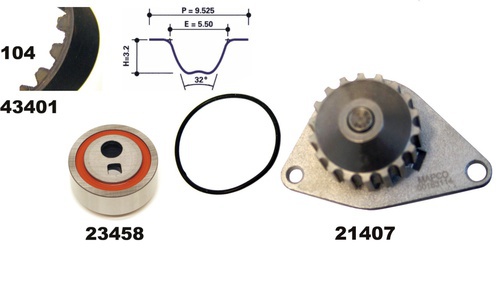 MAPCO 41401/1 Water Pump & Timing Belt Kit