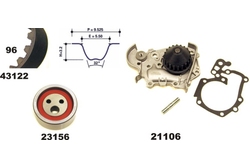 MAPCO 41122/1 Water Pump & Timing Belt Kit